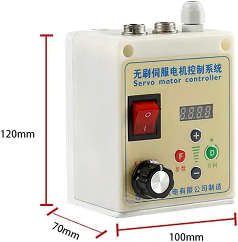 750W Silent Brushless Servo Motor With Speed Controller, front view measuring 120x100x70mm, included for belt sander and DIY lathe