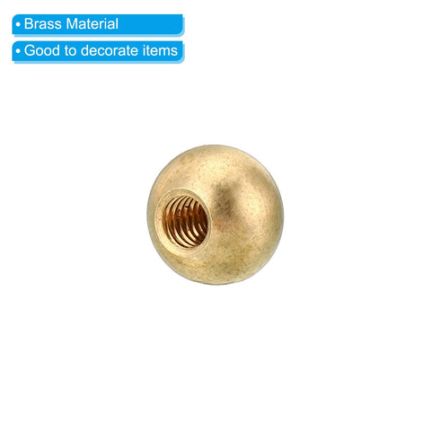 Brass Ball Cap Nuts M4x0.7 Thread Pack of 10, Decorative Screw Caps for Furniture and Lighting, single brass nut close-up view