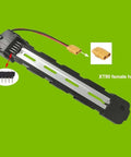 Durable Electric Bike Battery Mount Bracket For 4 Pin Or 5 Pin DP 6 DP 6C Batteries With Cable Bottom Base Holder XT60H To XT90 Compatible E Bike Power Solution, showing base and XT90 connector