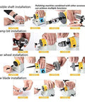 Arbor Mandrel Adaptor for angle grinder; yellow/black coupling with steps: flexible shaft, clamp bit, fiber wheel