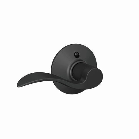 Matte Black Door Lever For Hall And Closet, Non Locking Passage Lock with round base and smooth handle, interior view