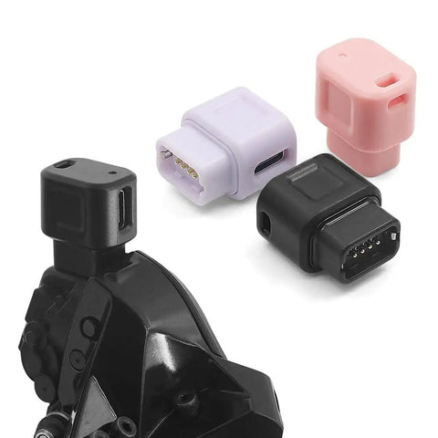 Shimano EW EC300 4 Pin To Type C Converter and 12 Speed Di2 Charger Cable in black, pink, purple.