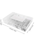 Woodruff Key Set Carbon Steel Assortment For Machinery And Automotive Use. Clear storage box with dimensions labeled.