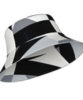Fire Black And White Piano Grid Print Bucket Hat With Double Sided Reflective Trim Unisex Lightweight Polyester Sun Shield Cap.