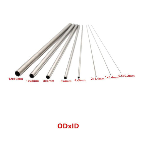 Eight 304 stainless steel capillary tubes, front view; OD 12–0.5 mm, ID 10–0.2 mm, length 300 mm