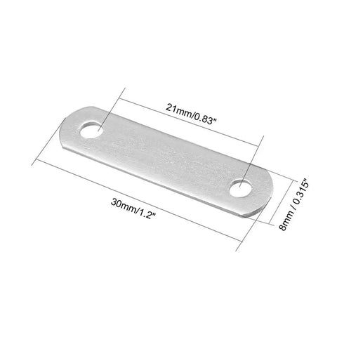 Stainless Steel Corner Brace Repair Plates For Furniture Pack Of 20 Or 50 30mm By 8mm Easy Screw Mounting To Reinforce Chests Cabinets Windows And Beds Built To Last Heavy Duty Brackets For Quick DIY Fixes showing dimensions