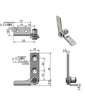 304 stainless steel adjustable torque-damping hinge, right-hand, 0.4 N.m, 1 pc