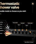 Game Changing 17 X 28 Inch Rainfall Waterfall Led Shower System With Handheld Sprayer And Seven Knob Valve, thermos. shower valve controls