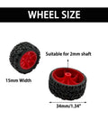 Red 34mm Rubber Toy Car Wheels With 2mm Shafts And 5 Round Rod Axles 10 Pack For RC Cars Trucks Robots DIY Model Toys Replacement Parts