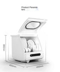 Compact Kitchen Workhorse Smart Countertop Dishwasher Automatic Tabletop Cleaner with open lid, showing dishes inside.