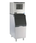 Heavy Duty Commercial Nugget Ice Maker Producing Beast Mode Cubes For Hospitality Venues With Large Capacity Bins and Fast Cycle Times, stainless steel design.