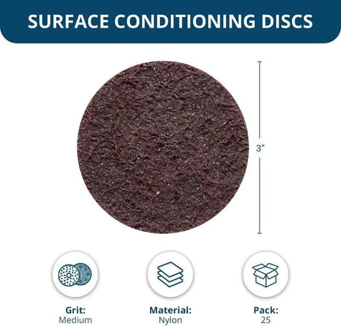 Amazon Benchmark Abrasives 3-inch nylon surface conditioning disc, medium grit, 25-pack