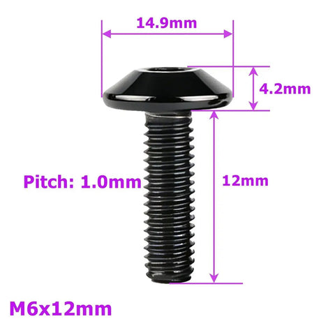 4Pcs M6x12mm Black Allen Bolts 304 Stainless Steel Socket Head Cap Screws showing dimensions and thread detail