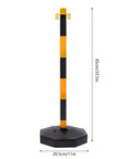 Hardcore 6 Pack Safety Bollards With Fillable Base And Interlocking Chains High Visibility Yellow Black Plastic Traffic Posts for Driveways Lots and Warehouse Zones Built Tough US Stock, 33.5 inch tall