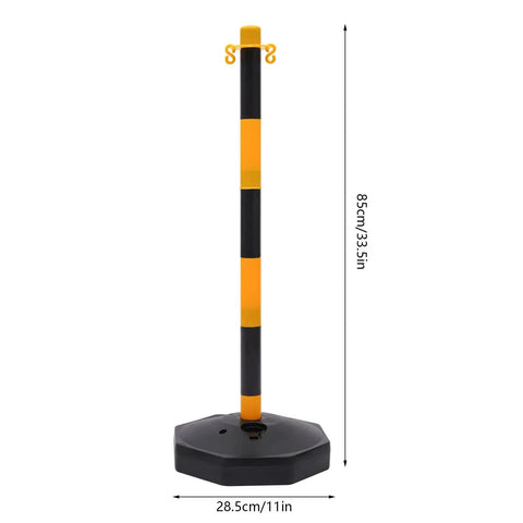 Hardcore 6 Pack Safety Bollards With Fillable Base And Interlocking Chains High Visibility Yellow Black Plastic Traffic Posts for Driveways Lots and Warehouse Zones Built Tough US Stock, 33.5 inch tall