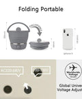 Foldable Electric Travel Hot Pot For Camping And Office, Dual Voltage 100V-240V, size comparison with iPhone X