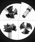 Upgraded 40 MM Three Cutter Forstner Drill Bits Pro Grade High Hardness Cemented Carbide Tips for precise cutting details.