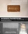 Arcoyard 40L rolling travel backpack for women with water-resistant design and waterproof toiletries pocket detail