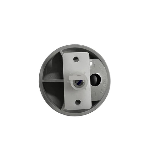 Front view of original omni-directional front wheel caster for Roborock S7/S8, white and gray plastic