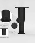 Durable PP Plastic Adjustable Furniture Leg With Square Black Base For Leveling Beds And Cabinets 13 To 17.3 Inch Height Heavy Duty Support