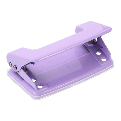 Two Hole One Quarter Inch Paper Punch for Office and Home, durable purple metal puncher with eight sheet capacity, desk accessory