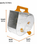 Pro Grade Galvanized Texture Applicator For Stucco Spraying, Tirolera Model TIRO-G 13008 shown with dimensions and orange handle.