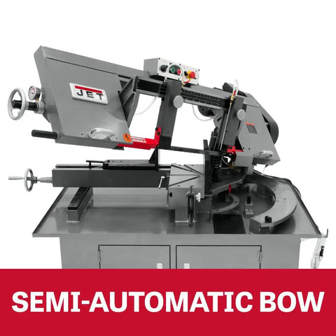 Badass 10 X 18 Inch Metal Cutting Dual Miter Horizontal Band Saw Featuring 2Hp 230V One Phase Motor Hydraulic Feed And Blade Sensor For Your Hella Tough Shop Setup on a sturdy workstation.