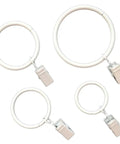 Metal Curtain Rings With Clips Set 10 Pack Heavy Duty Design For Smooth Glide On Curtain Rods, white electroplated finish