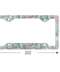 Two Pack Stained Glass Floral Aluminum Alloy License Plate Frame With Screw Cap Set Colorful Wildflower Design Universal 6x12 Inch Plate Holder