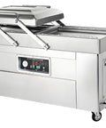 Premium Stainless Steel 304 Vacuum Sealer Machine showing closed lid and control panel for safe food storage.