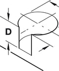 Diagram showing dimensions of Built Tough Furniture Connectors with bolts for three quarter inch wood panels.