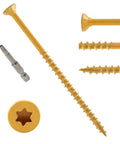 Outdoor Decking Screws 4 Inch 10 By 4 250 Pcs Tan Rustproof Exterior Epoxy Coated Torx Star Drive With T25 Bit Included