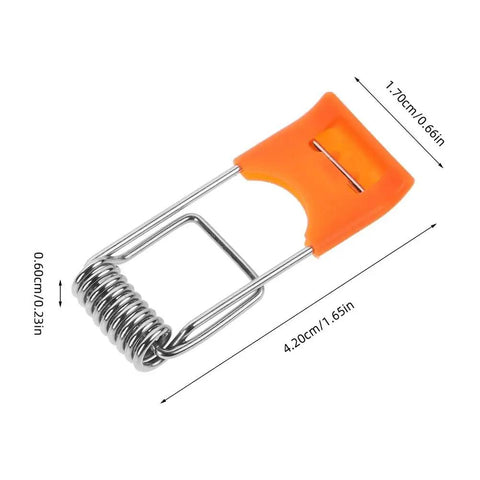 Lawsen Spring Clips Recessed Lighting 100 Pcs Spring Snap Downlight Clips, orange and silver metal spring clip with dimensions.