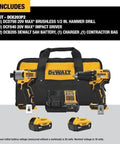 Killer 20V Max Brushless Hammer Drill And Impact Driver Combo Kit with batteries, charger, and contractor bag displayed.