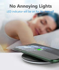 Fast Qi Wireless Charger Pad With 10W Max And 7.5W Modes For iPhone 17 Pro Max charging phone on bedside
