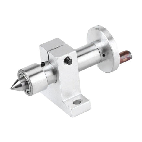 Heavy Duty Mini Lathe Live Center With Dual Precision Bearings, 27mm height, silver metal for smooth machining.
