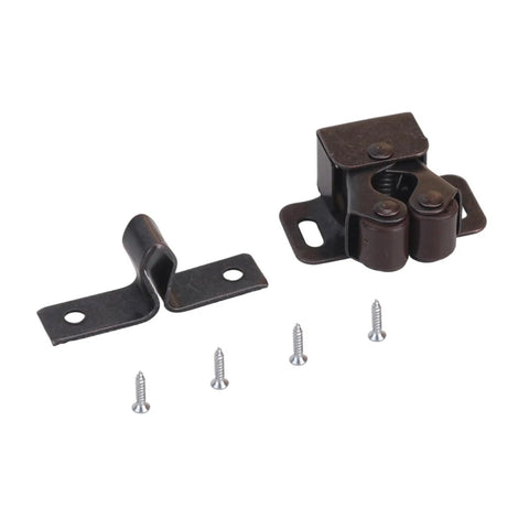 Double Roller Cabinet Lock Latch With Mounting Screws for cupboard doors and drawers, sturdy furniture hardware, shown with screws
