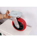 Red Polyurethane Swivel Caster Wheels Ball Bearing with mounting plate, showcasing smooth red wheel for furniture cart use.