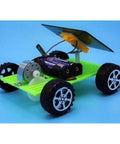 DIY RC car model with 60 Piece Plastic Wheel Shaft Kit With 30 Round Rod Axles, vibrant green frame and black wheels