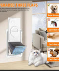 Rugged Steel Wall Mount Pet Door With Three Flexible Flaps And Secure Slide Lock Panel warm insulated entryway for small dogs and cats up to twenty pounds.