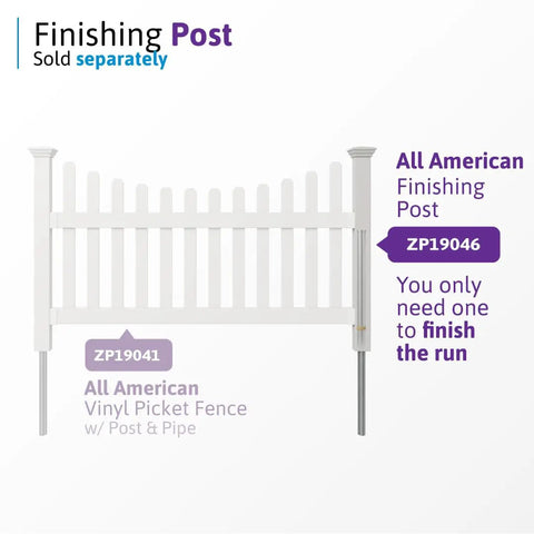 Scallop Top White Vinyl Picket Fence Kit No Dig With 1 Panel 1 Post Easy Install Outdoor Barrier for Backyard or Patio.