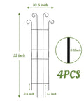 Four Pack 32 Inch Tall Wave Shape Black Metal Garden Trellis Set For Climbing Plants Indoors And Outdoors dimensions chart