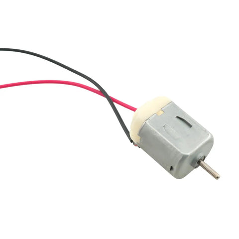 Close-up of Six Pack 130 Size Mini DC Motors 3V with 15 cm copper wire for DIY projects like toothbrushes and robots.