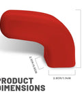 Red silicone tow hook sleeve with dimensions, part of 2 Pack Front Bumper Tow Hook Sleeve Covers, Silicone Tow Hook Protectors.