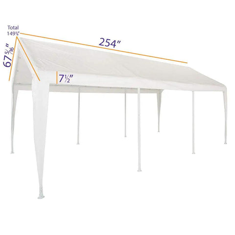 Replacement Top With Leg Skirts For 10X20 Carport Canopy White Built To Last Heavy Duty Waterproof Fabric With Heat Sealed Seams