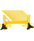 Hardcore Table Saw Featherboard Locks Tight On Standard Thirty Four X Three Eight Inch Miter Slots To Shut Down Kickback And Keep Rip Cuts Straight Shooter, durable yellow with knobs.