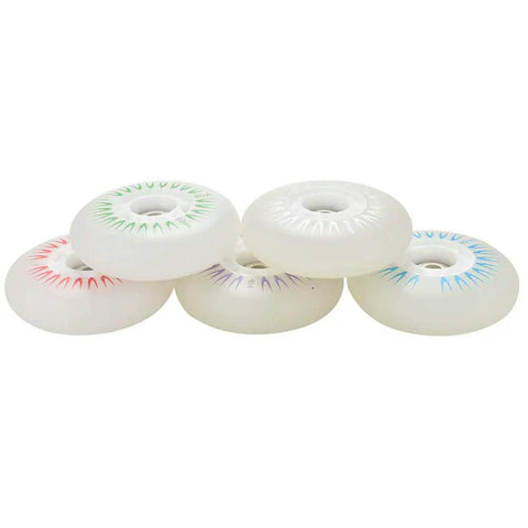 Light Up Inline Skate Wheels 4 Pack With Bearings For Rollerblades 60mm To 110mm Size Range Durable 90A PU White Luminous Flash Replacement Wheel Set