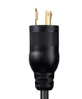 Heavy Duty Locking Power Cord L5-20P Plug To NEMA 5-15/20R Receptacle 20 Amp 125 Volt 12 AWG 2 Foot Black Built Tough For Power Tools Generators RVs Home Workshop Use black locking plug close-up