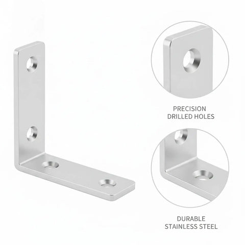 Beefy Heavy Duty L Shaped Corner Brackets Set Of 10 With Screws For Bed Frames Tables And Chairs Rust Resistant Stainless Steel bracket.