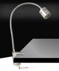 Heavy Duty Flexible Gooseneck Work Light With Dual Clamp Options For Home Or Office Spot Lighting On CNC Machines Lathes And Industrial Scenes Featuring Iron Grip Lamp Fixture with metal clamp and adjustable neck.